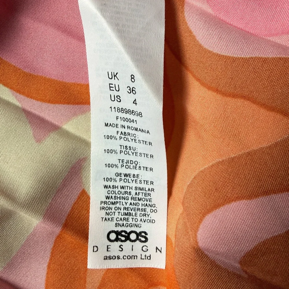 NWT ASOS DESIGN Pleated Midi Skirt Retro Floral Pink Orange US 4